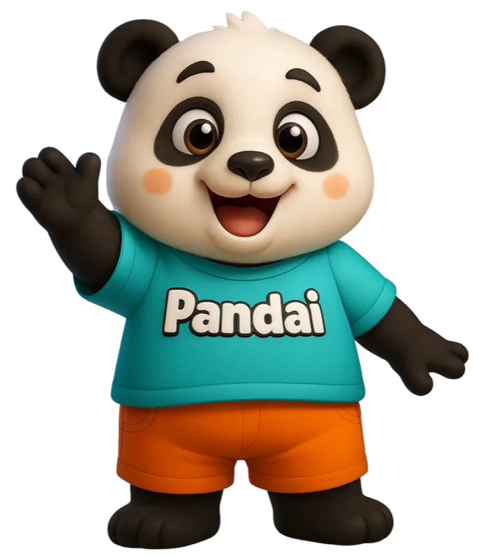 IndoPanda 吉祥物 Pandai 挥手打招呼